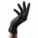 Sibel Black Powder Free Latex Disposable Gloves, Large, Pack of 100