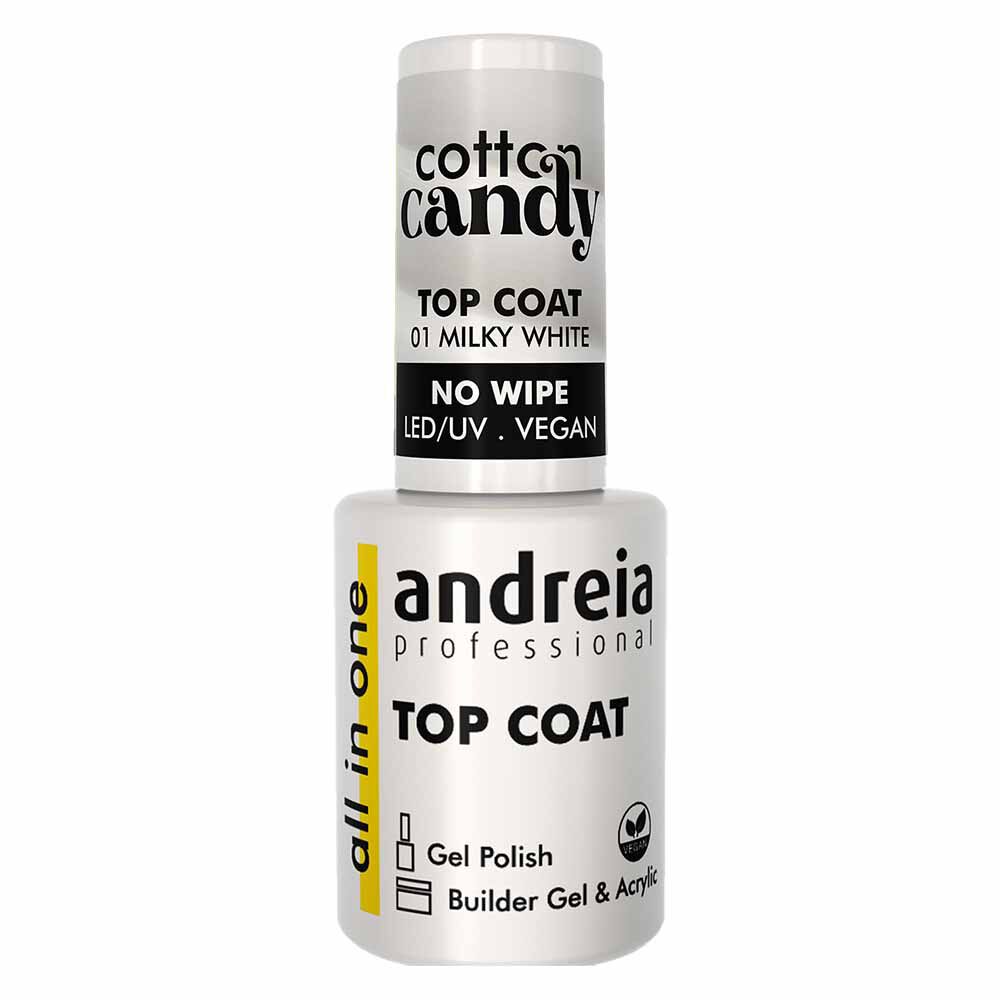 Andreia Professional Cotton Candy Top Coat - 01 Milky White, 10.5ml