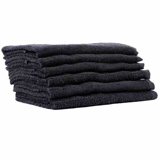 S-PRO Cotton Black Towels, Pack of 6