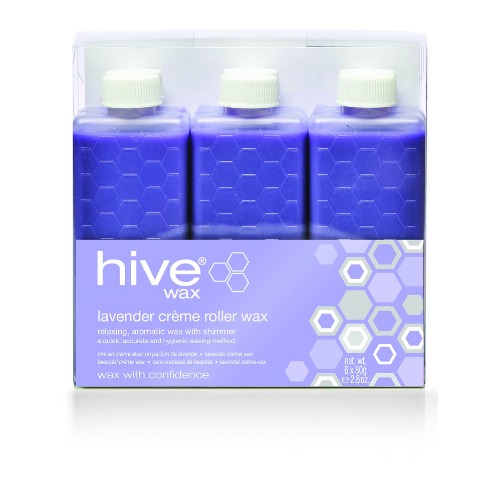 Hive of Beauty Lavender Shimmer Cr&egrave;me Roller Wax Refill Cartridges, Pack of 6 x 80g