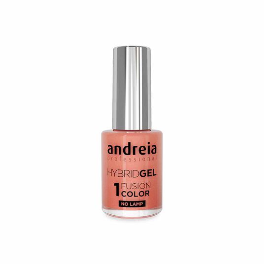 Andreia Professional Hybrid Gel Nail Polish Charmed Collection - Fusion Color H91 Coral with Soft Gold Shimmers, 10.5ml