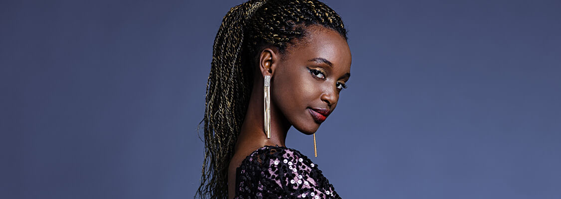 Image of a curly hair party hairstyle