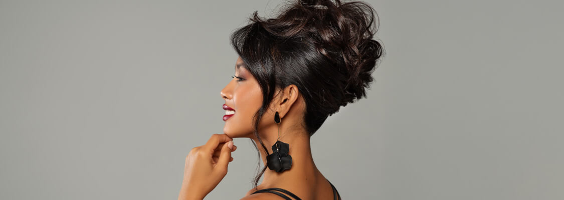 Image of a thick hair party hairstyle